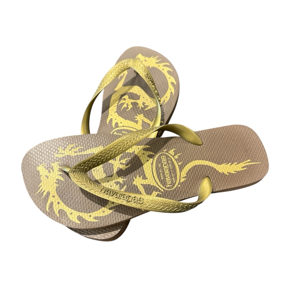 Gold and Brown Havaianas Flip Flops US 10/11 NWOT - Picture 2 of 4